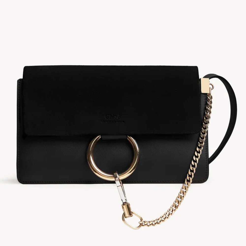 LIKE NEW CONDITION - Chloe Small Faye Leather Suede Shoulder Bag Black